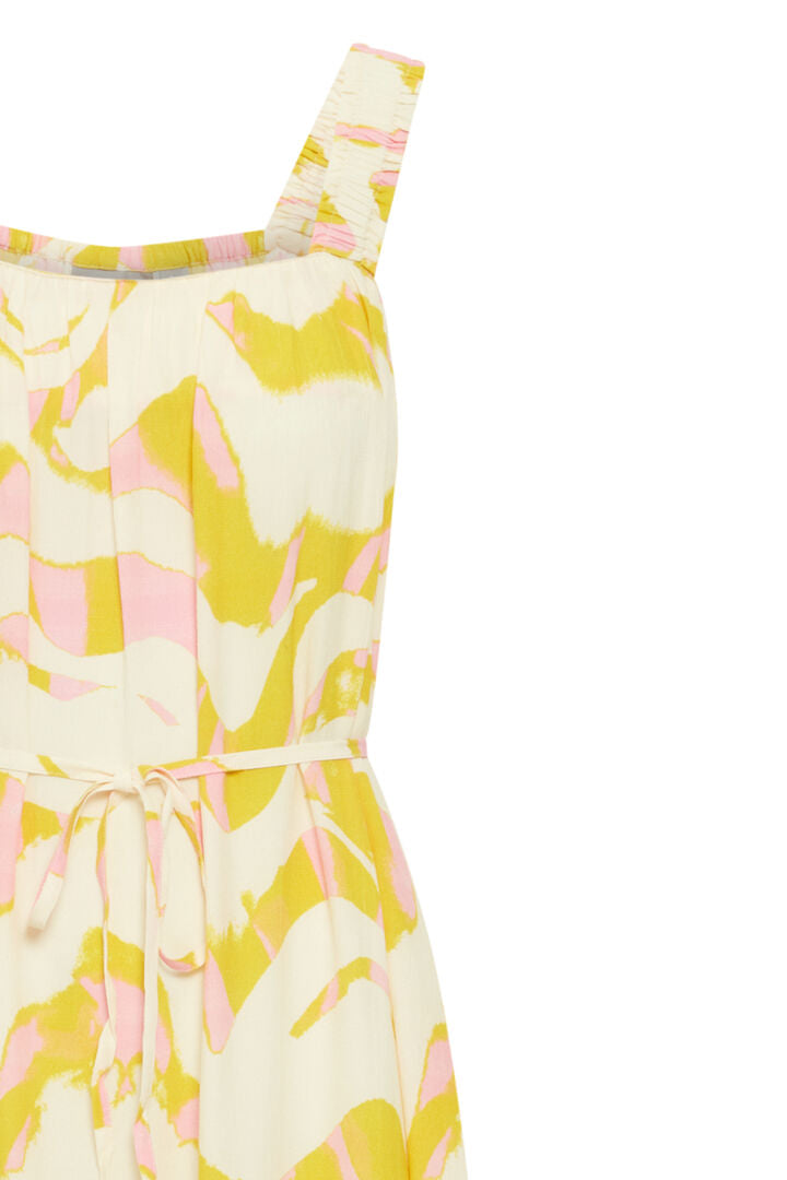 Fransa Wave Midi Dress - yellow