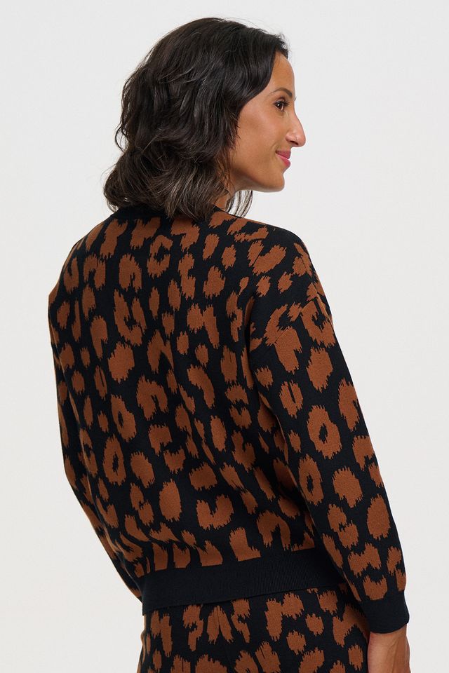 Myla Jumper - Black Brown Leopard