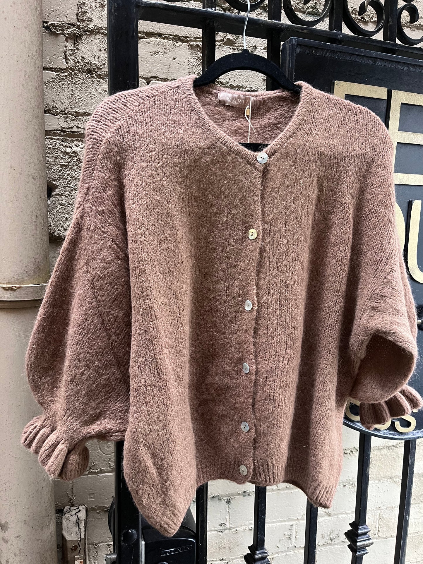 Frill sleeve cardi - camel