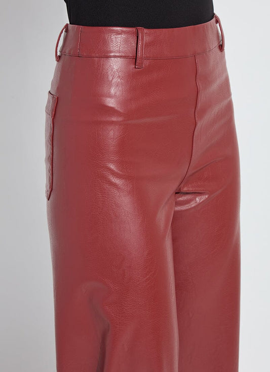 Lysse Vegan Leather Wide Leg Pants - Burnt Mahogany