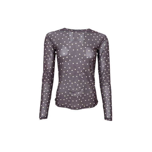 BC Annie Mesh Top - Coffee Dot