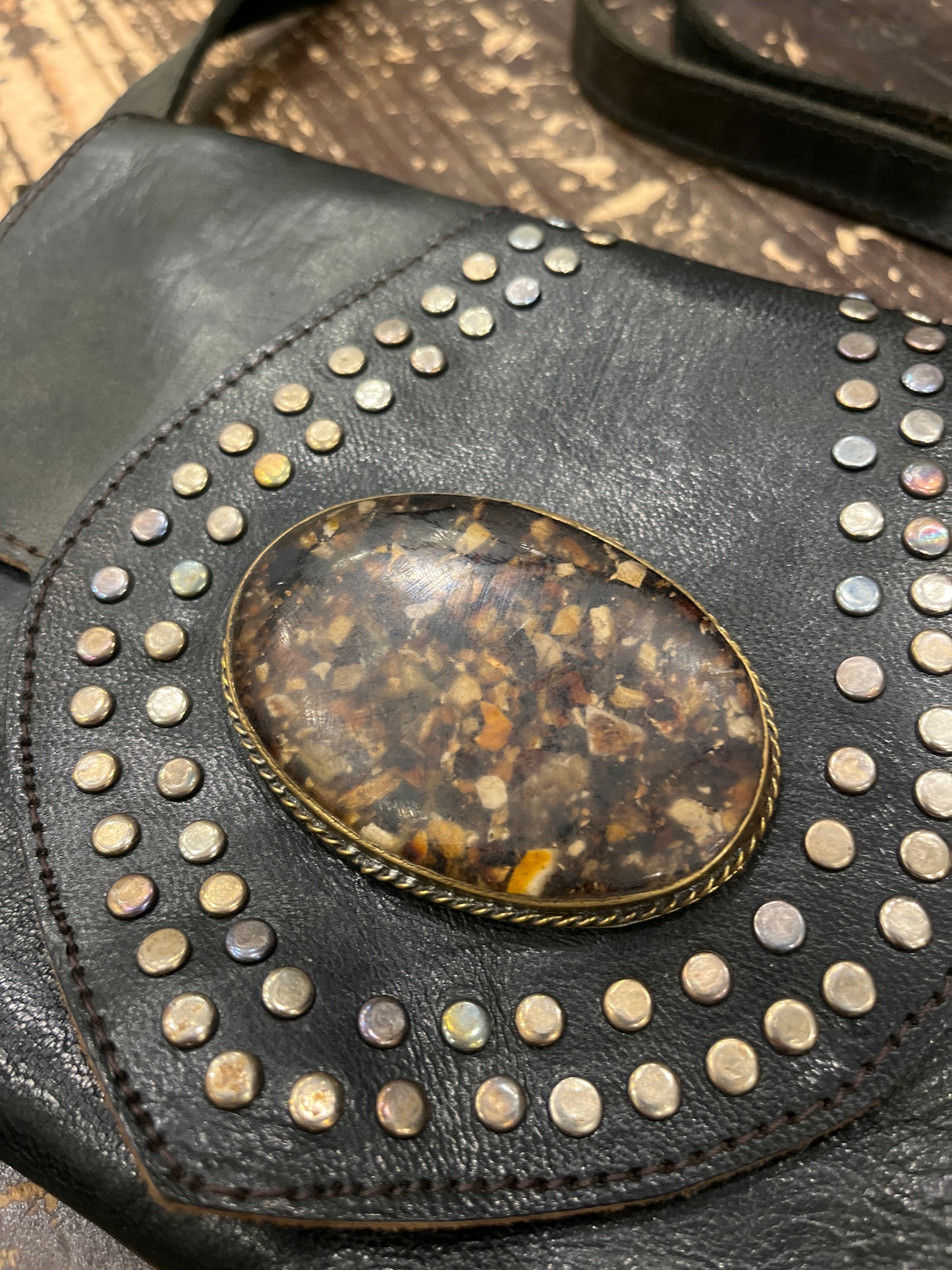 Maroc Leather Bag - black/stone