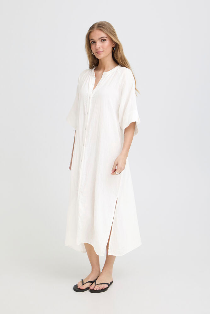 ICHI Foxa Midi Dress - Cloud Dancer
