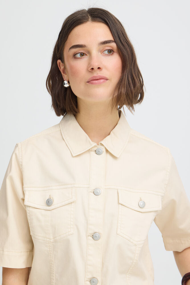 Fransa Twill Jacket - Whisper White