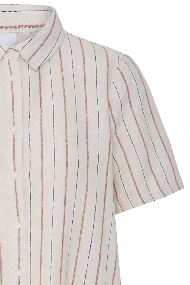 ICHI Linno Shirt - Brown Stripe
