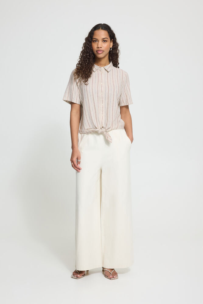 ICHI Linno Shirt - Brown Stripe