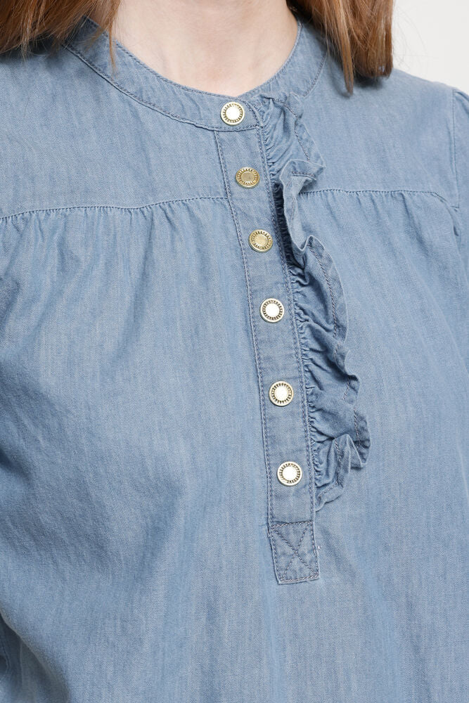 ICHI Ancey Blouse - Washed Blue