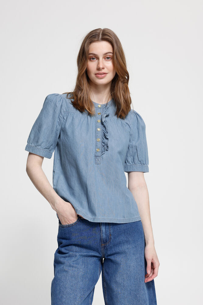 ICHI Ancey Blouse - Washed Blue