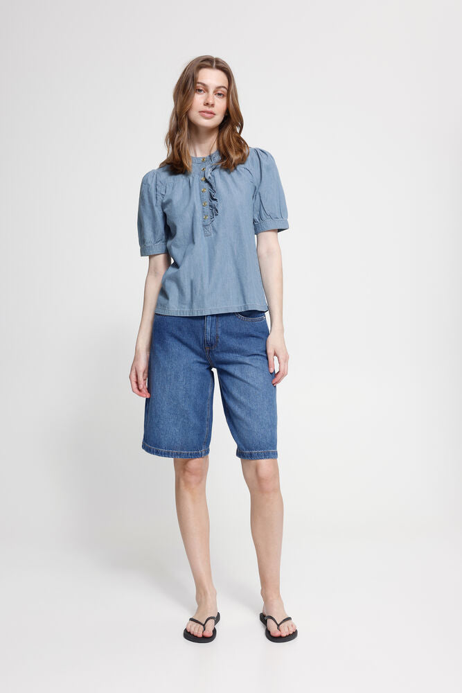 ICHI Ancey Blouse - Washed Blue