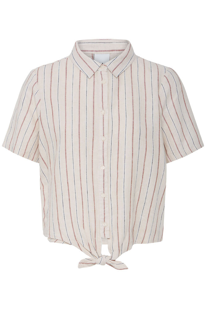 ICHI Linno Shirt - Brown Stripe
