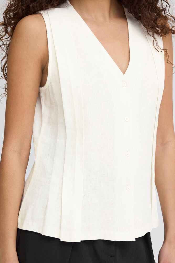 ICHI Linno Sleeveless Top - Cloud Dancer