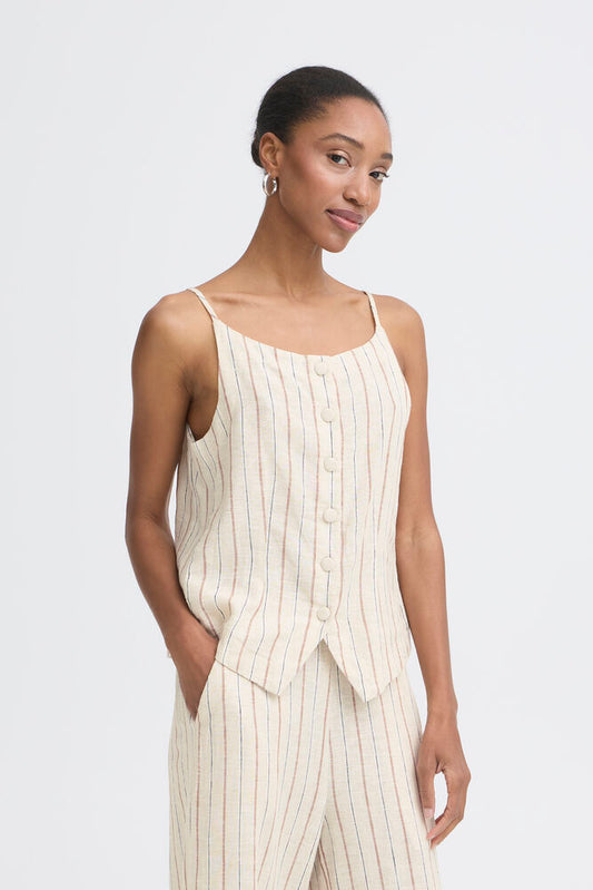 ICHI Linno Top - Brown Stripe