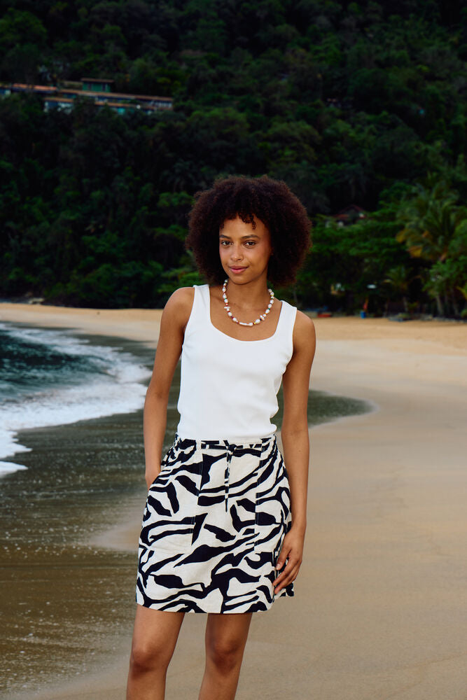 ICHI Linno Skirt - Graphic Animal