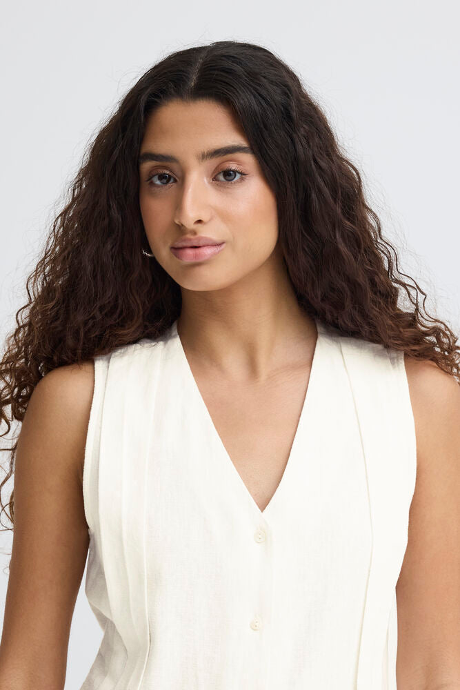 ICHI Linno Sleeveless Top - Cloud Dancer