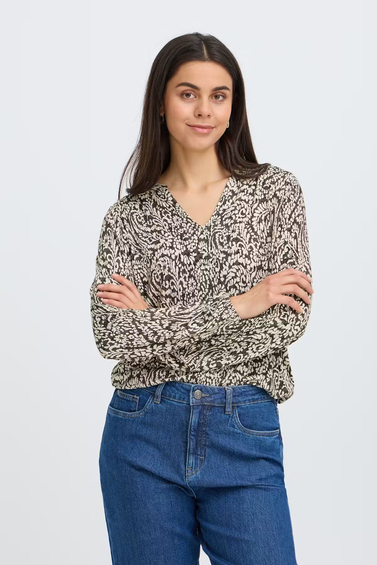 Fransa Amy Blouse - Hot Fudge
