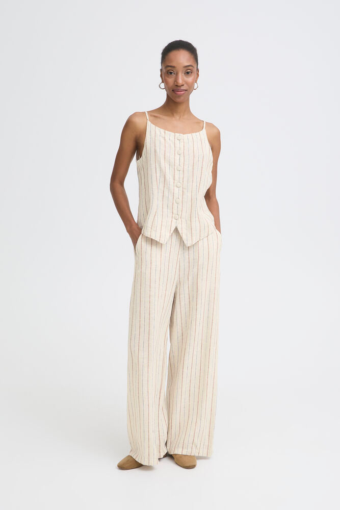 ICHI Linno Top - Brown Stripe