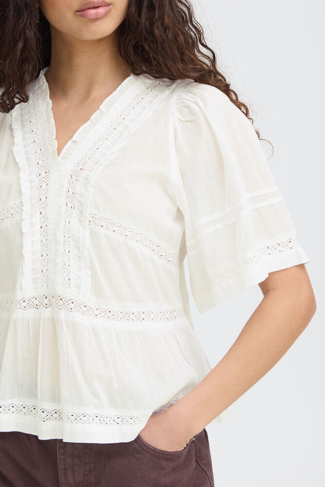 ICHI Voilana Blouse - Cloud Dancer