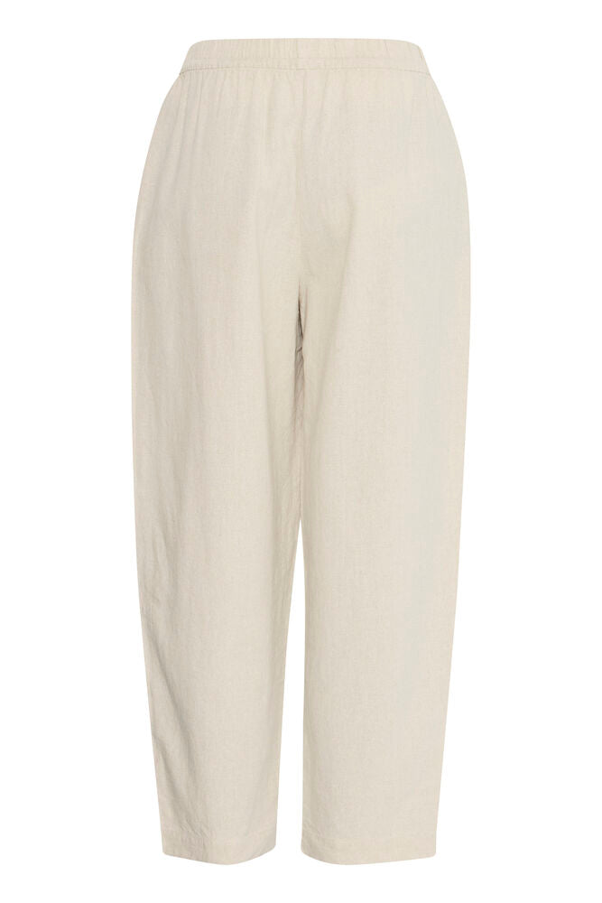 ICHI Linno Barrel Pants - Natural Ecru