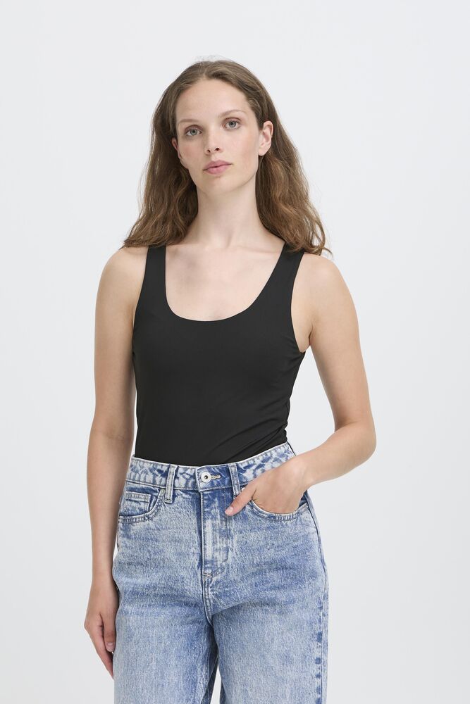 ICHI Gro Vest Top - Black
