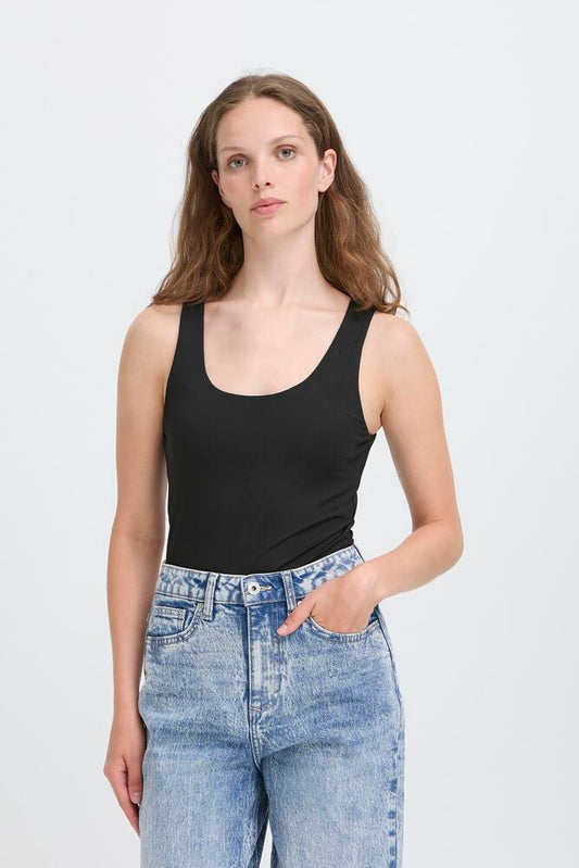 ICHI Gro Vest Top - Black