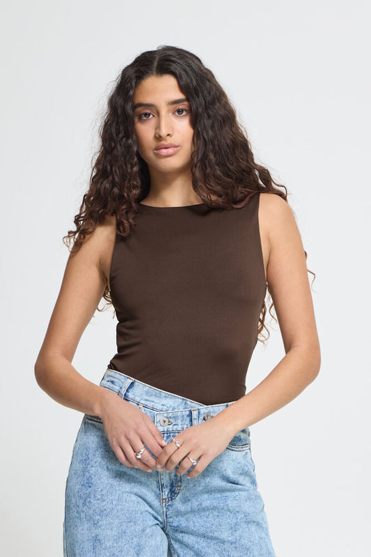 ICHI Gro Vest Top - Chocolate