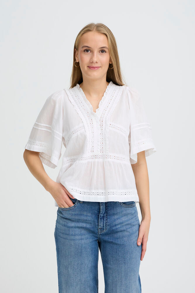 ICHI Voilana Blouse - Cloud Dancer