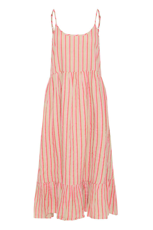 ICHI Foxa Midi Dress - Azalea Stripe