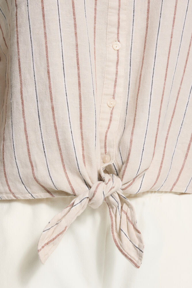 ICHI Linno Shirt - Brown Stripe