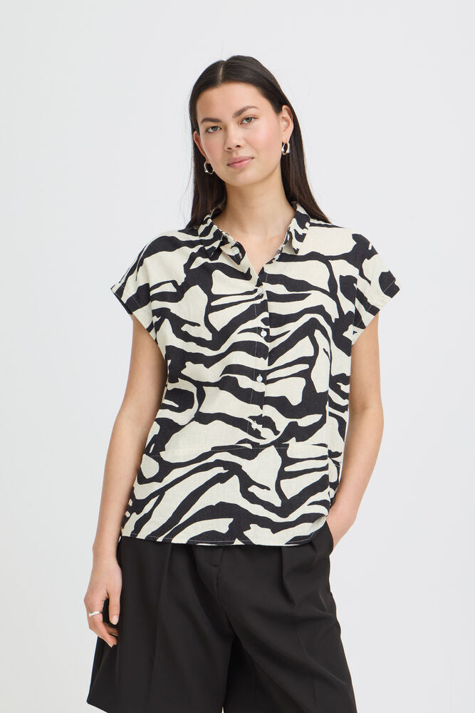 ICHI Linno Shirt - Graphic Animal