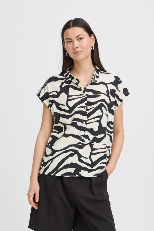 ICHI Linno Shirt - Graphic Animal