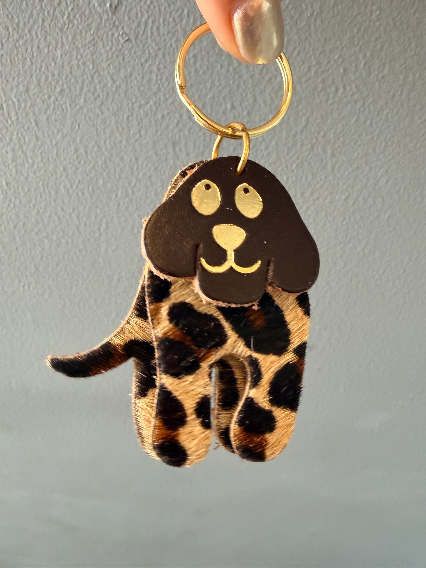 Leather dog keyring