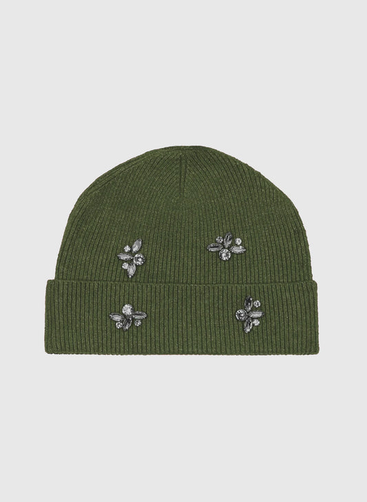 Embellished Beanie - khaki