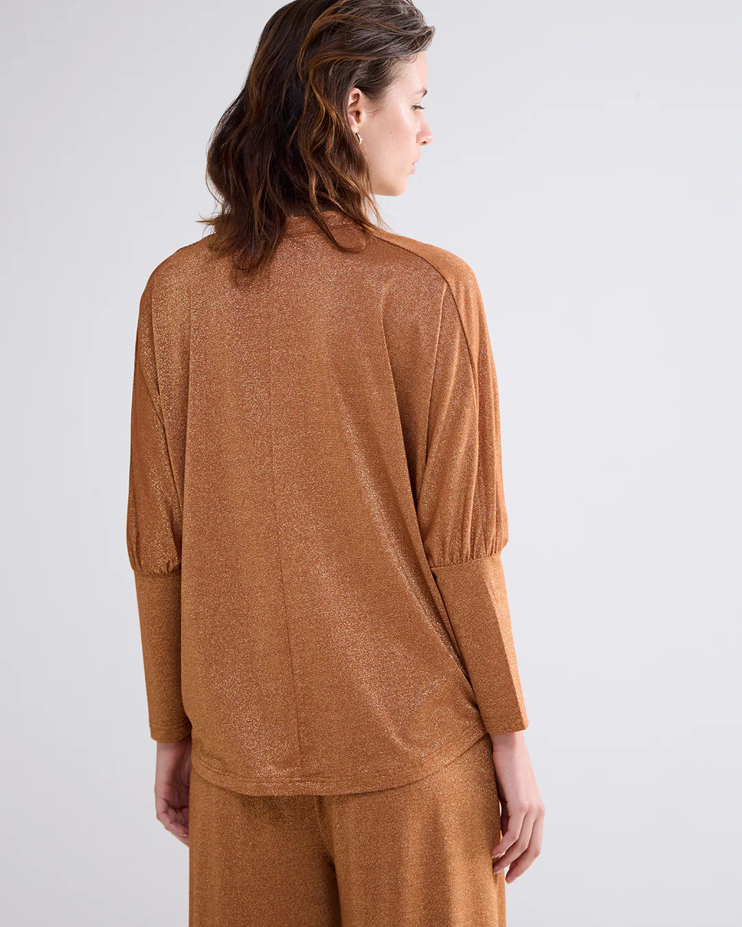 Summum Oversized Metallic Cardigan - Caramel Coffee