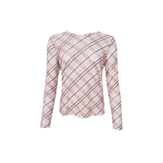 BC Kamma Mesh Top - Beige Tartan