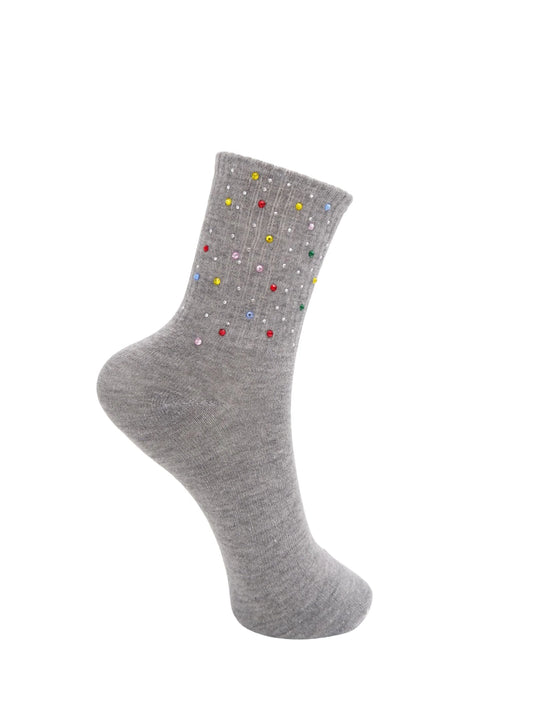 BC Livia Rhinestone Socks - Grey