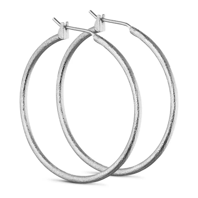 Pure by Nat Ellie Large Hoop Earrings - Silver