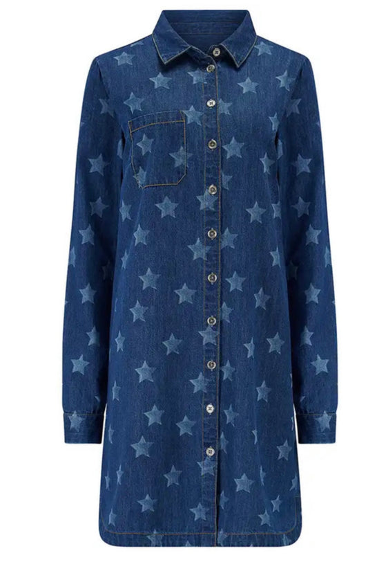 Isla Mini Shirt dress - denim stars