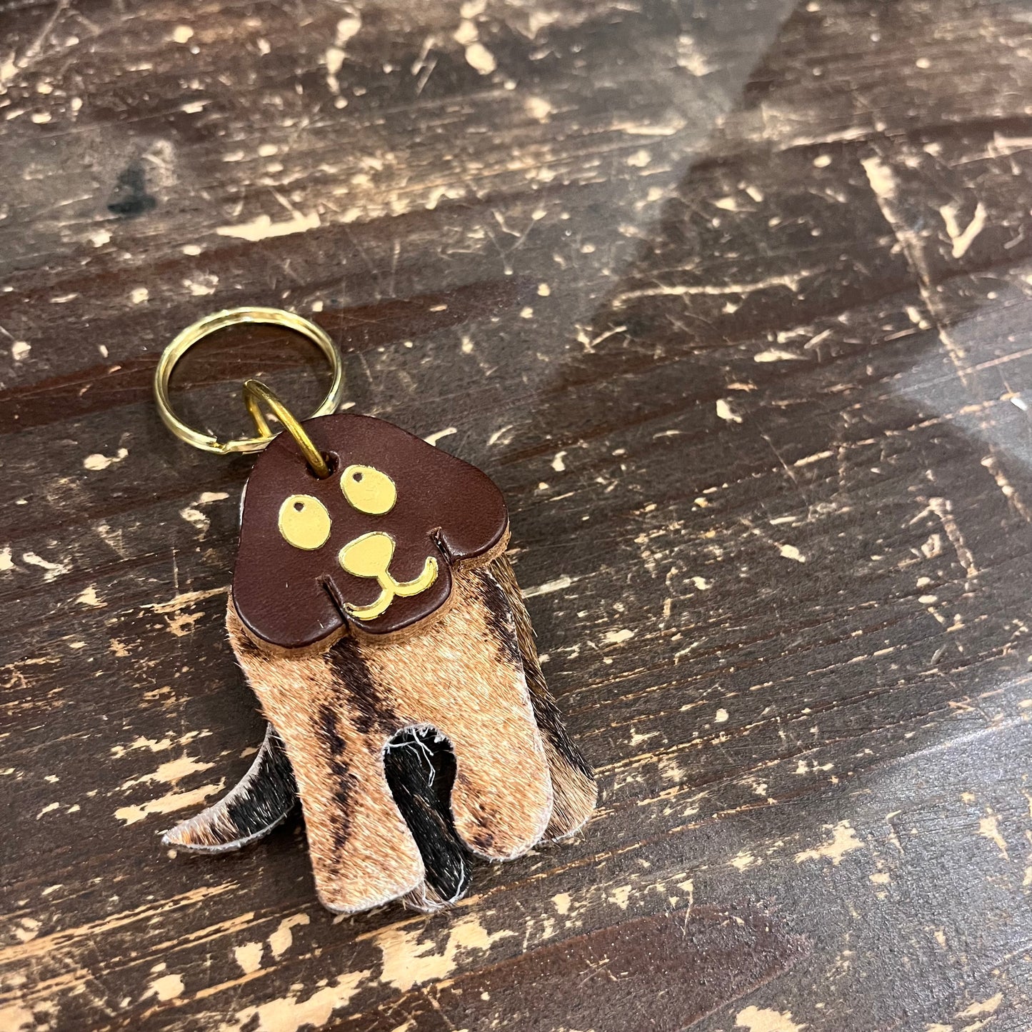 Leather dog keyring