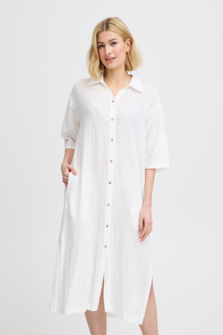 Fransa Bobbi Shirt Dress - white