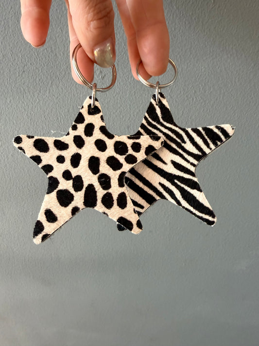 Leather star keyring