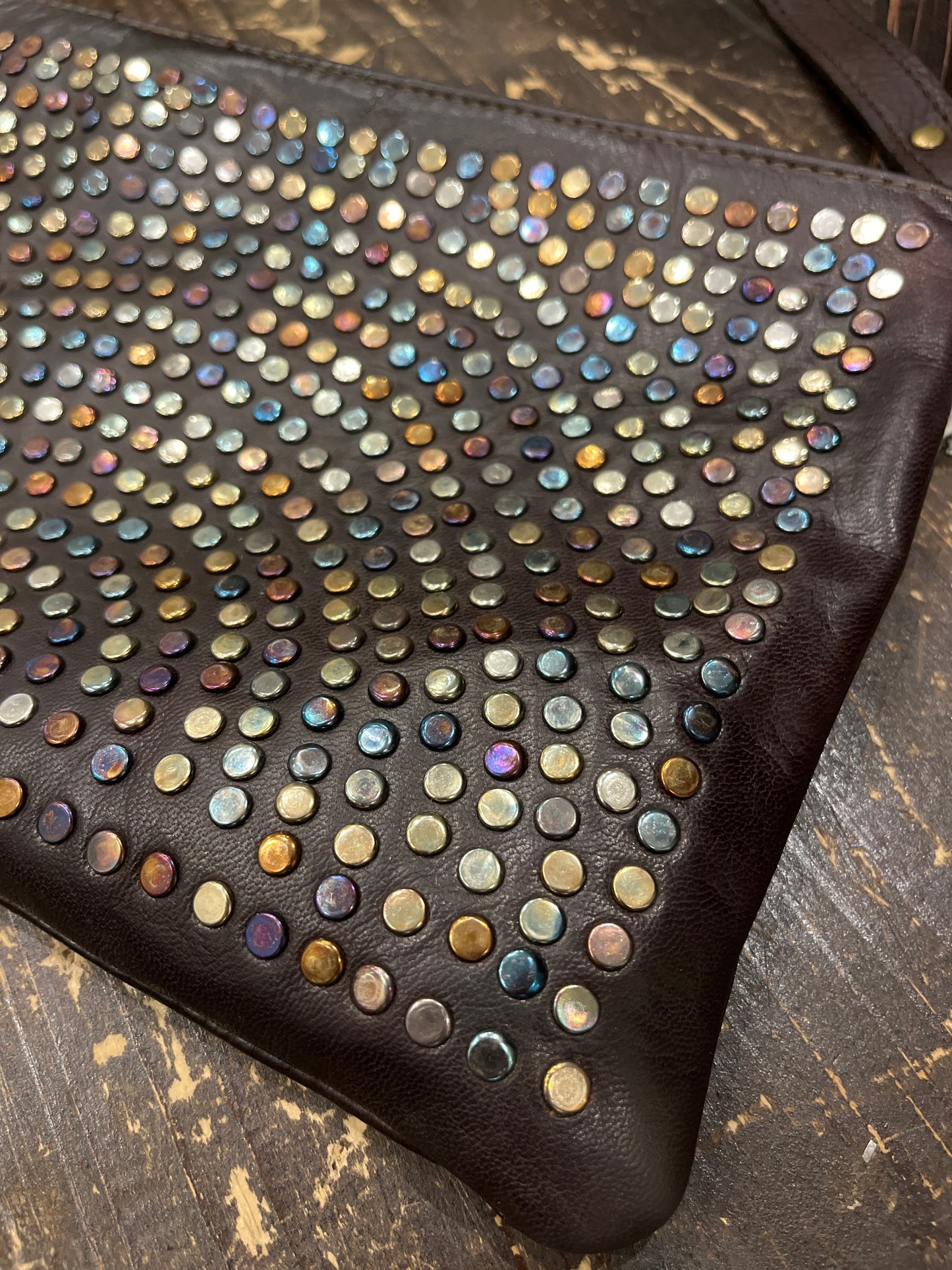 Maroc Leather Bag - dark brown/studs