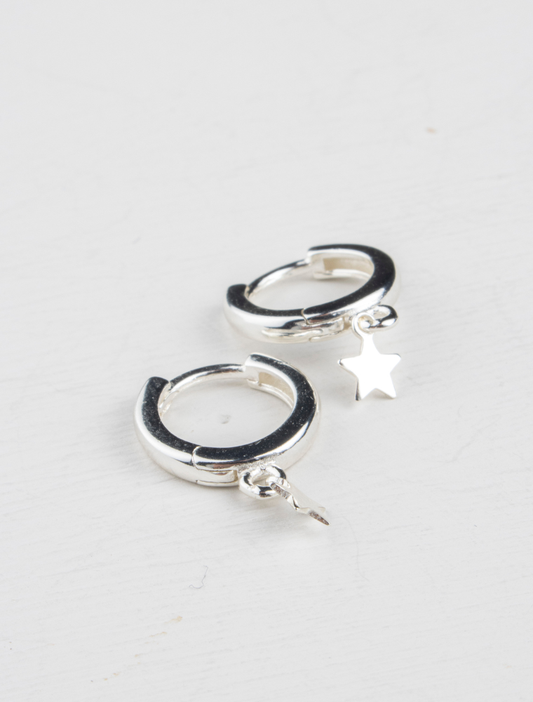 Zuri Star Hoops - silver
