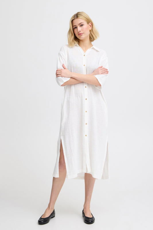 Fransa Bobbi Shirt Dress - white