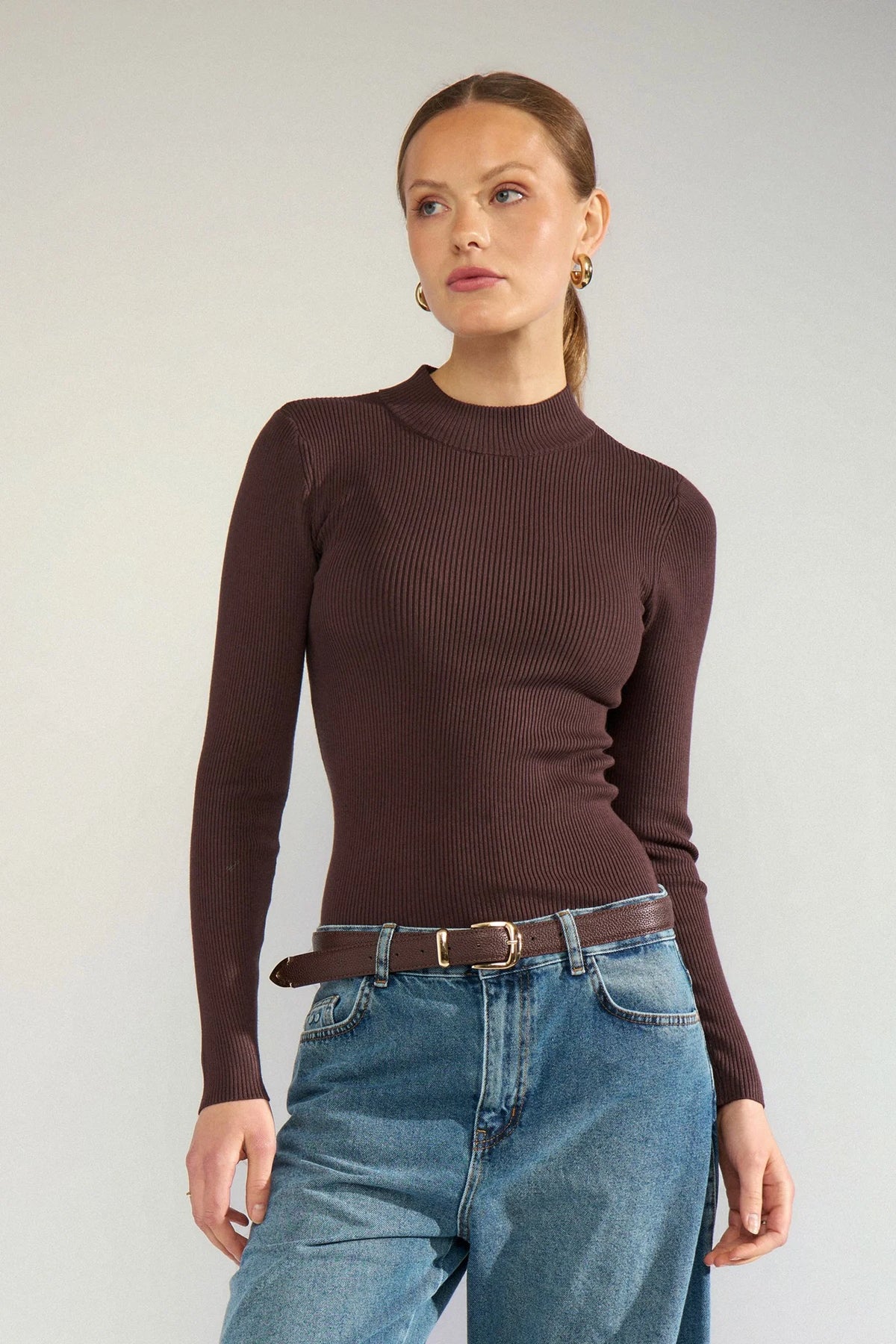 Numph Bia Long Sleeve Pullover - Black Coffee