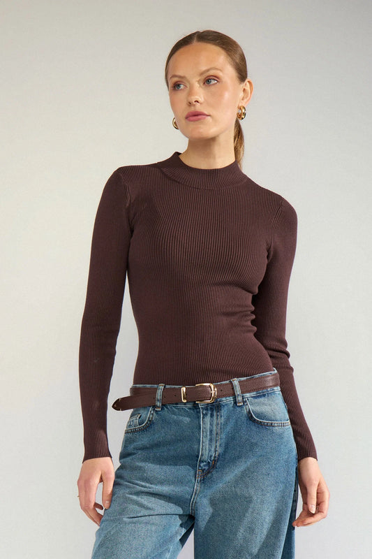 Numph Bia Long Sleeve Pullover - Black Coffee