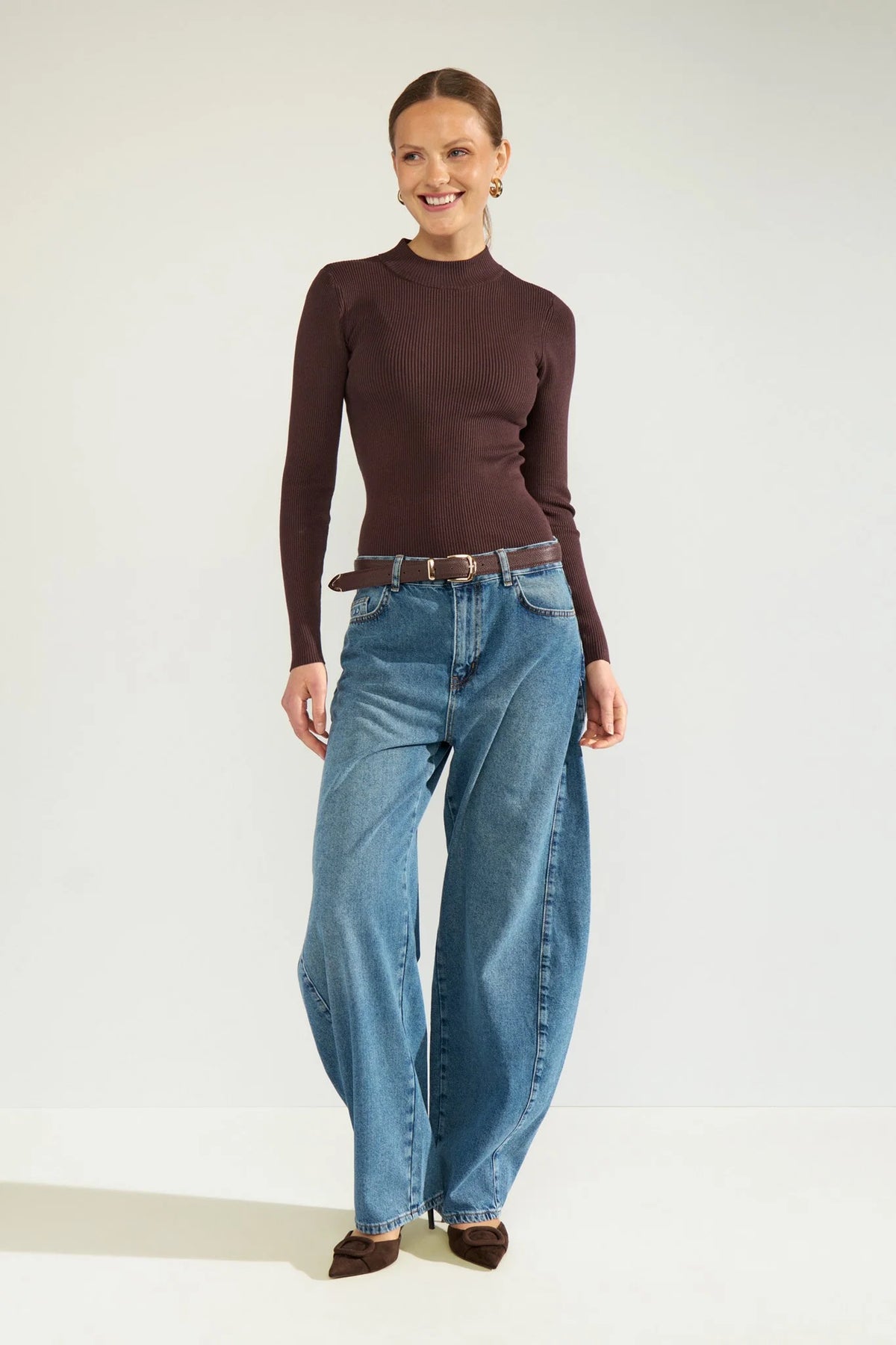 Numph Bia Long Sleeve Pullover - Black Coffee