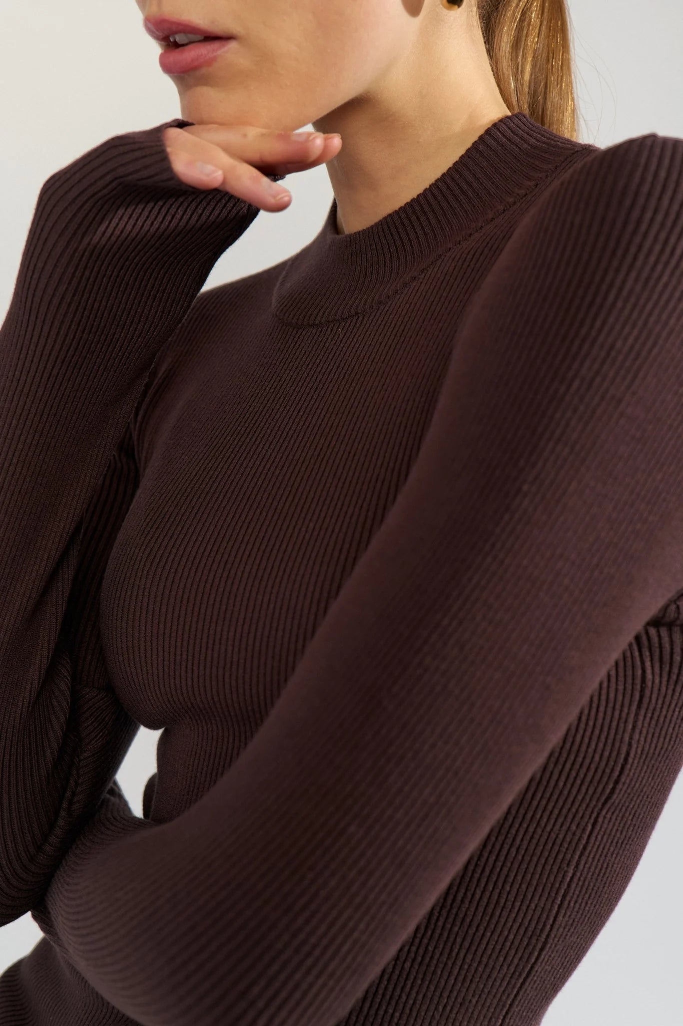 Numph Bia Long Sleeve Pullover - Black Coffee