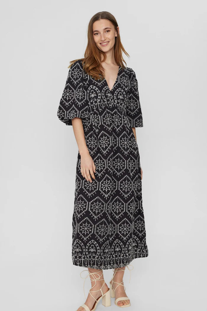 Numph Evelyn Contrast Dress - Black