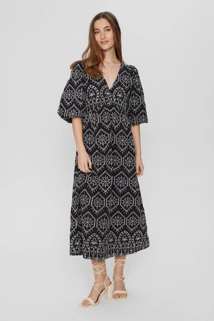 Numph Evelyn Contrast Dress - Black