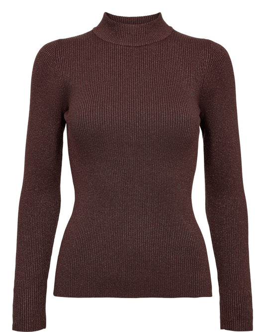 Numph Bia Lurex Long Sleeve Pullover - Chocolate Plum